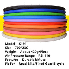 700C Colorful Road Bike Tire – 23C, 110 PSI, Durable & Quiet