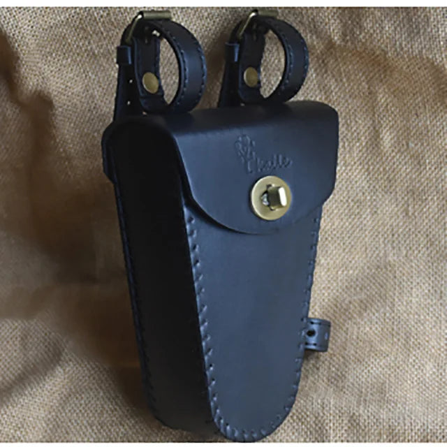 Retro Leather Frame Bag – Triangle Beam Pannier for Fixed Gear & Road Bikes