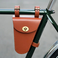 Retro Leather Frame Bag – Triangle Beam Pannier for Fixed Gear & Road Bikes