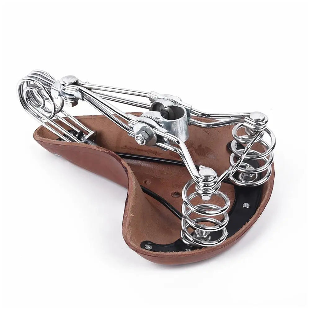 Cow Leather Retro Riveted Leisure Bicycle Saddle